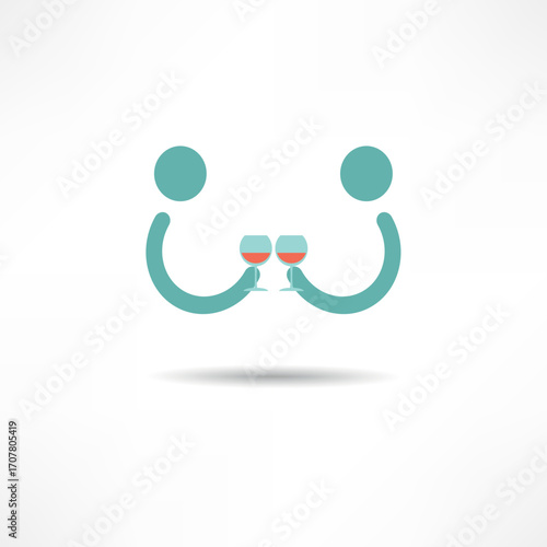 Romance. Greetings with glasses in a simple and modern design, symbolizing joy and celebration at a festive gathering