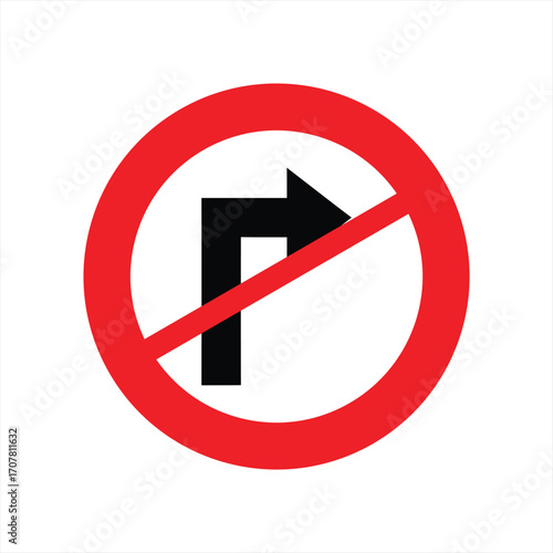 No Right Turn traffic sign, a red circular prohibition symbol with a black arrow pointing right, indicating a restricted maneuver.