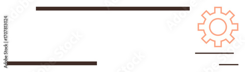 Gear with thin brown lines conveys workflow, productivity, and system organization. Ideal for business, management, strategy, engineering, automation efficiency operations. Simple flat metaphor