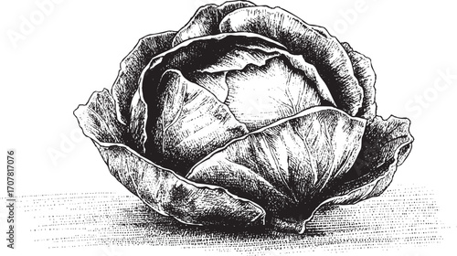 Cabbage illustration on a white background. This vector illustration can be used in any size you like for advertising, logos, and other work.