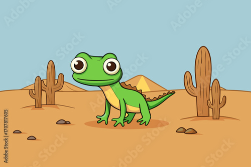  cartoon lizard in desert 