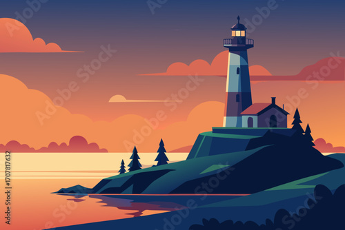 lighthouse at sunset