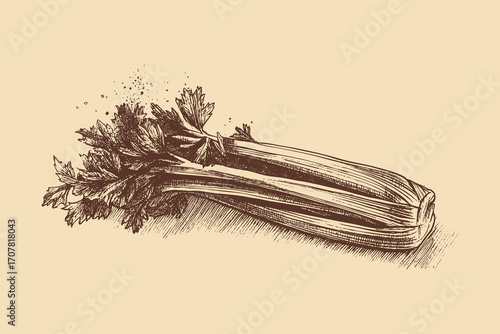 Celery illustration in a vintage style. This vector illustration can be used in any size you like for advertising, logos, and other work.