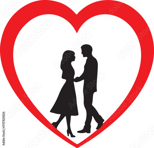 silhouette of a couple ,silhouette of a couple with heart
