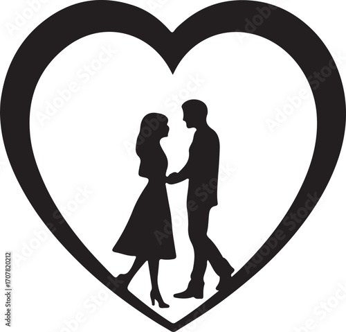 silhouette of a couple ,silhouette of a couple with heart