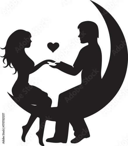 silhouette of a couple ,silhouette of a couple with heart