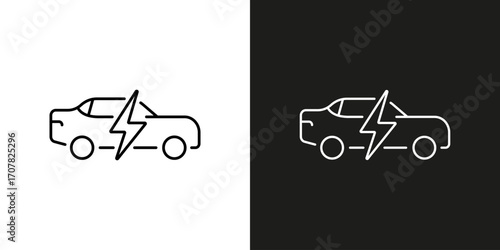 Electric vehicle, car - vector editable stroke icon.