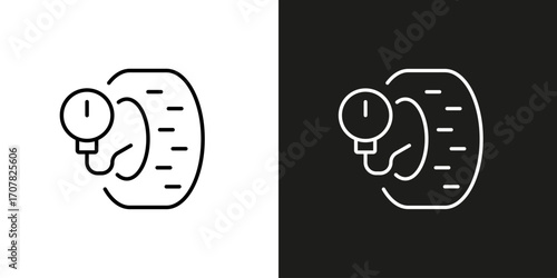 Tire pressure measurement. Vector editable stroke icon.