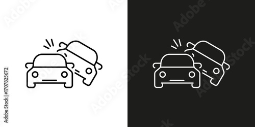 Car Accident, auto collision. Vector editable stroke icon.