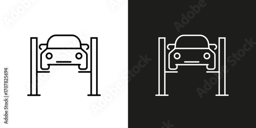 Auto maintenance and checkup service. Vector editable stroke icon.