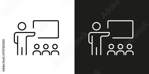 Education or work presentation symbol. Vector editable line icon.