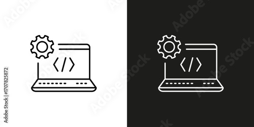 Coding, programming vector editable line icon.