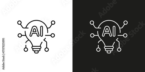 AI ideas generation symbol. Vector editable line icon.
