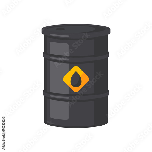 Oil Barrel, Crude oil container. Vector illustration isolated on white.