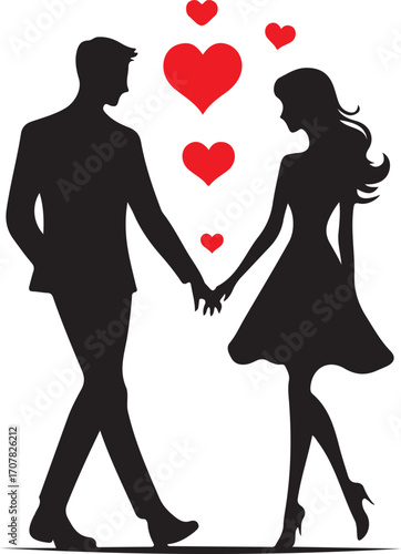 silhouette of a couple ,silhouette of a couple with heart