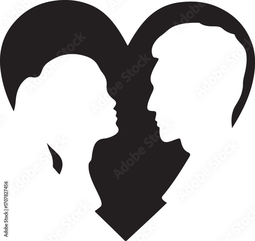 silhouette of a couple ,silhouette of a couple with heart
