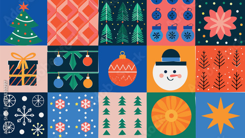  Christmas and Winter Holiday Pattern Collage Set
