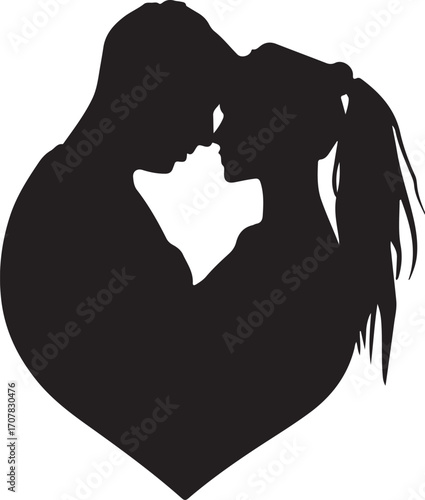 silhouette of a couple ,silhouette of a couple with heart