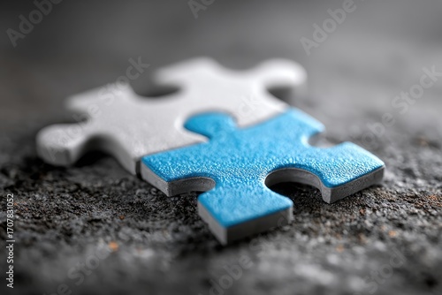 Close-up of two interlocking puzzle pieces