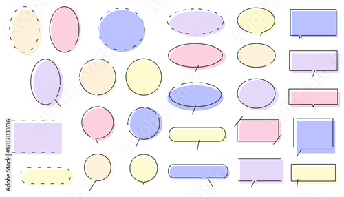 シンプルな吹き出しとフレームのイラストセット　ベクター背景素材