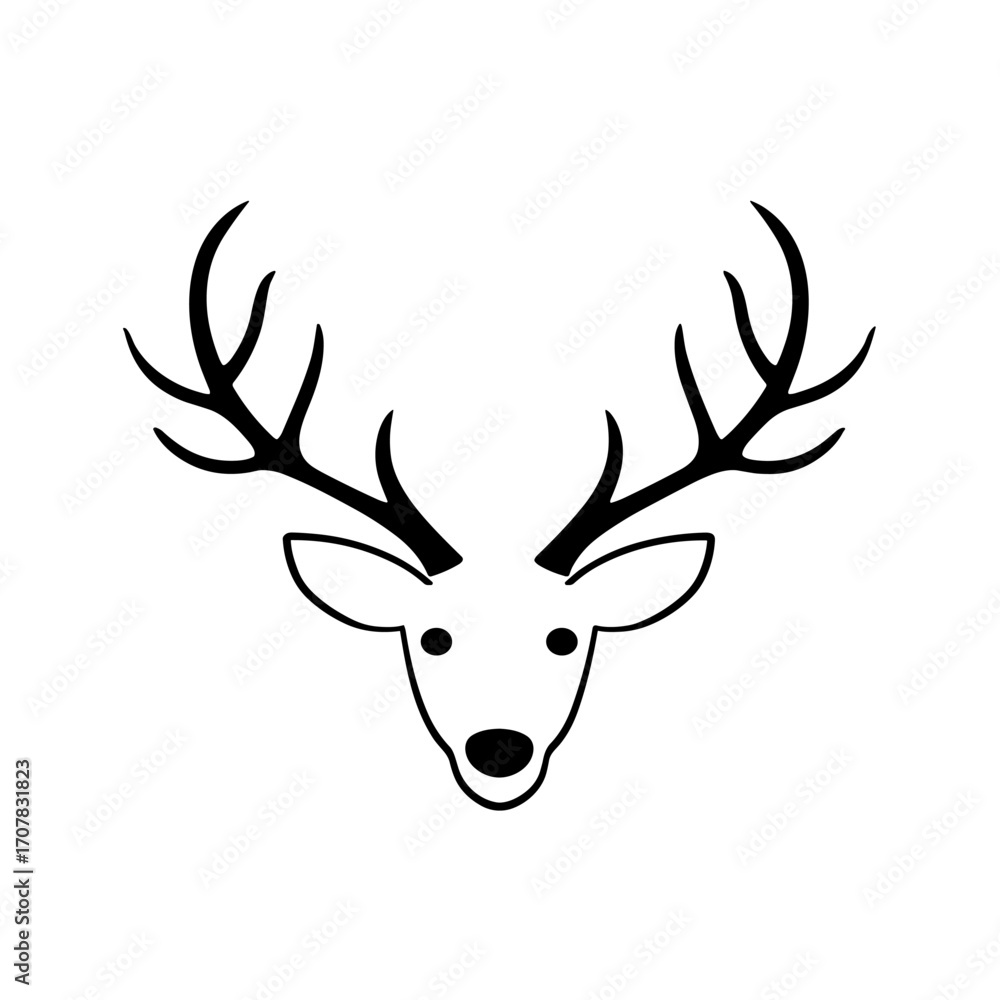 Naklejka premium Elk. Elk simple black and white line art vector logo