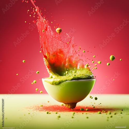 Floral Bowl Mockup with Green and Red Powder Sprinkle