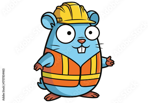 Construction Worker Hamster Illustration Cute Cartoon Character Design