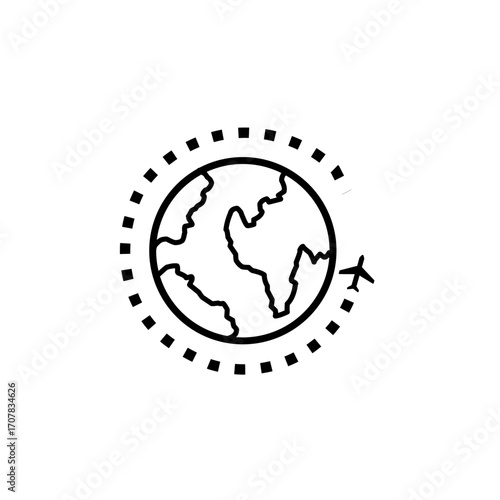 airplane icon exploring the world. airplane icon. earth icon