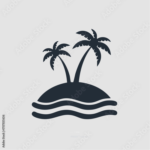 Tropical Island with Two Palm Trees Icon