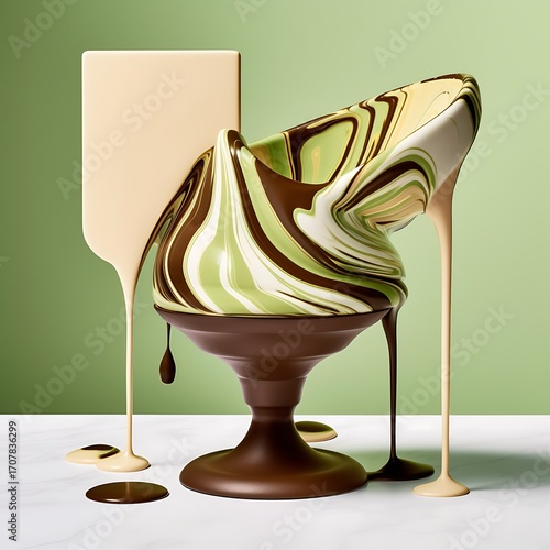 Chocolate Swirl Dish Mockup with Dark and White Chocolate
