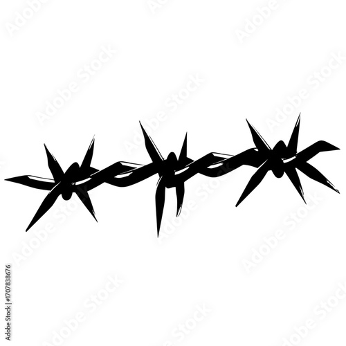 Metal steel barbed wire featuring thorns or spikes is depicted in a realistic modern illustration isolated on white with a shadow, used for fencing or barriers around industrial facilities or prisons