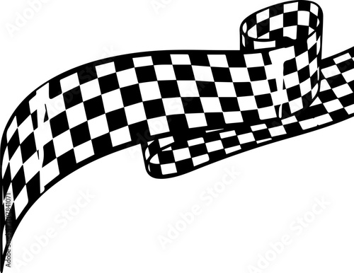 Dynamic checkered flag ribbon signals victory and exciting race finish celebration