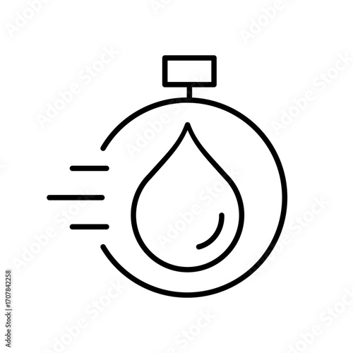 Quick dry line icon. Fast moisture evaporation, breathable fabric and lightweight material. Sportswear, outdoor clothing, travel gear. Textiles with quick-drying properties. Vector illustration. 