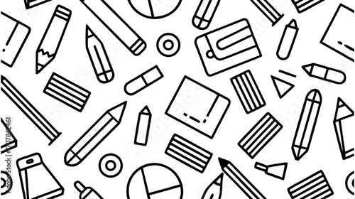 seamless pattern with black and white tools