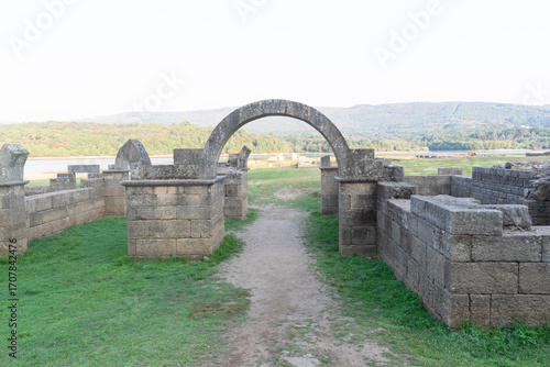 Stone arch in the ancient Roman ruins of Aquis Querquennis. Ourense - Spain.