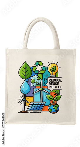 Eco tote bag with recycle illustration