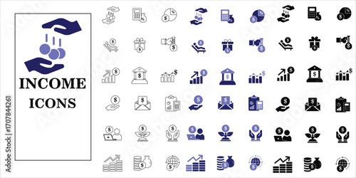 income icons set. money, bank, payment, passive income, savings and more. simple complette vector