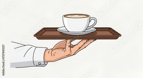 Hand serving coffee cup