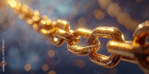 A Beautiful Display of Interconnected Gold Chains Symbolizing Strength, Unity, and Luxury Security