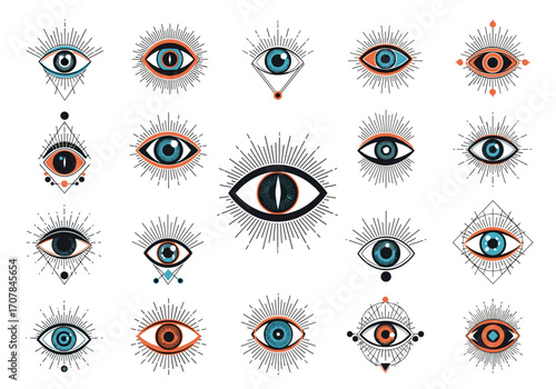 Eye-catching mystic eye pattern design for spiritual art projects or celestial themed designs and modern illustrations