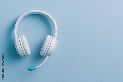 3D Over-Ear Headset with Boom Microphone on Light Blue