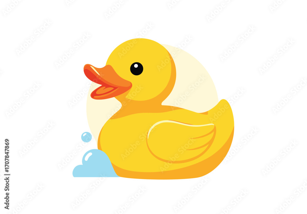 Fototapeta premium Adorable rubber ducky with playful bubbles for children's bath time fun and clean cute designs