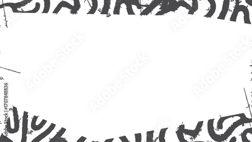 black and white frame. The surface is covered with scratches. Broken dirty rough frames. 