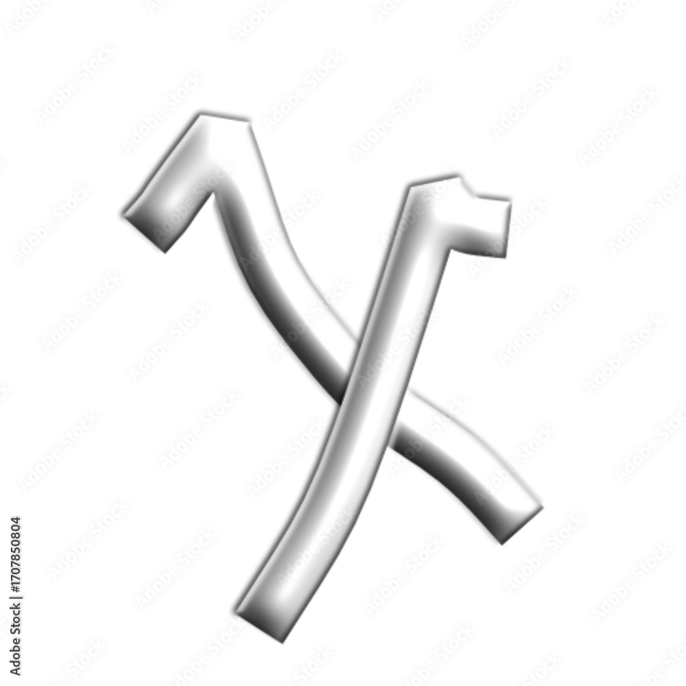 Fototapeta premium Silver Rune Letter Illustration on Black