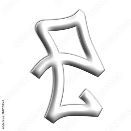 Silver Rune Letter Illustration on Black