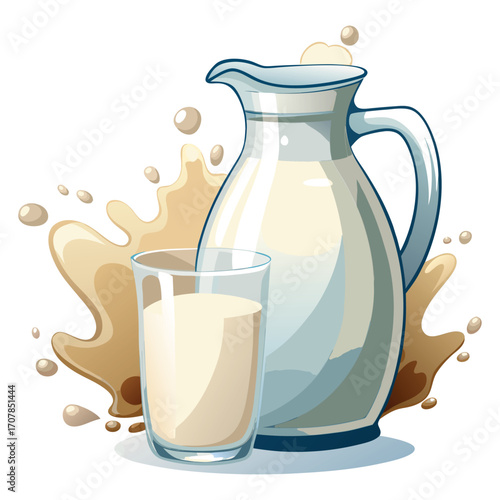 Milk vector. milk. Realistic glass of milk isolated on transparent background. Bottles of various plant milk. Natural whole milk.  Bottle and glass of tasty milk on light table. Healthy eating. 