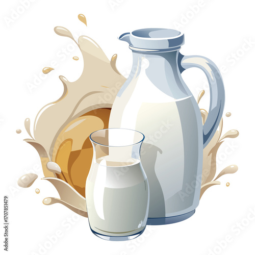 Milk vector. milk. Realistic glass of milk isolated on transparent background. Bottles of various plant milk. Natural whole milk.  Bottle and glass of tasty milk on light table. Healthy eating. 