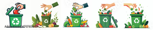 vector illustration of throwing organic waste in its place