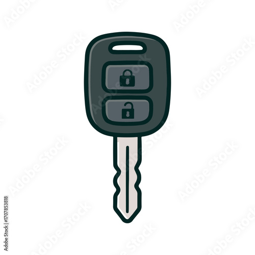 Cartoon car key with remote buttons illustration