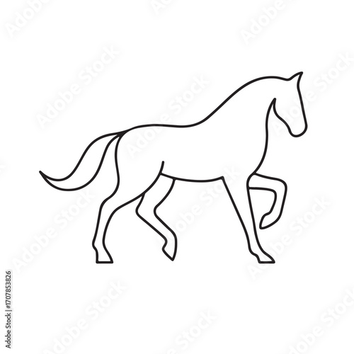 line sketch of a galloping horse, elegant minimalist vector artwork, modern design, silhouette vector illustration